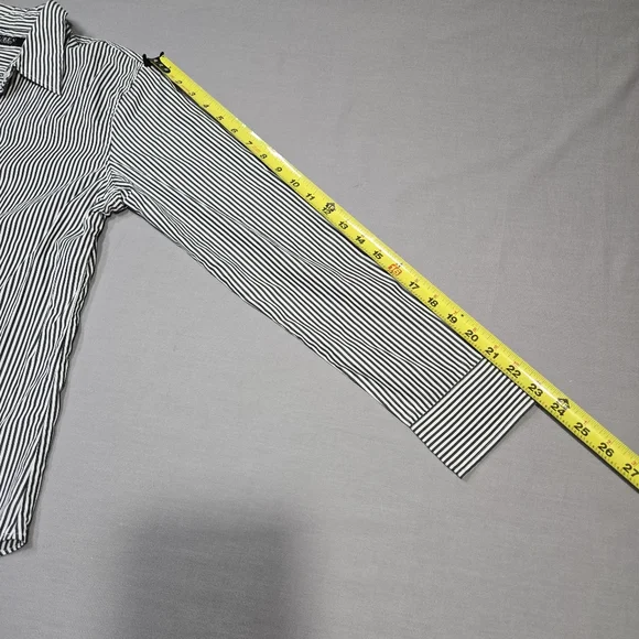 Lauren Ralph Lauren Black Label Career Black & White Striped Shirt Women’s Sz M - Picture 13 of 14